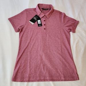 Travis Mathew Womens M Red Pink Heathered She Classy Pima Blend Golf Polo Shirt